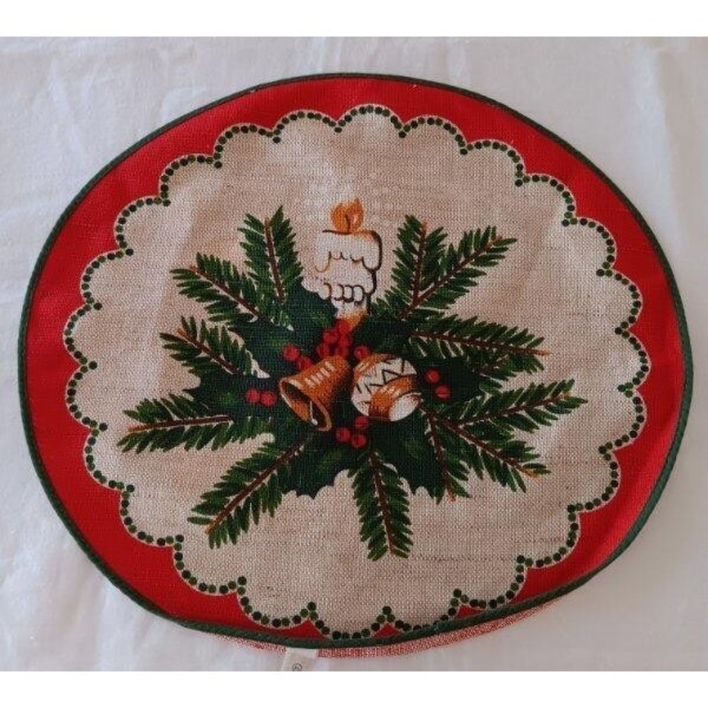 Vintage 60s German Christmas Set of 3 Printed Placemats Center Doilies